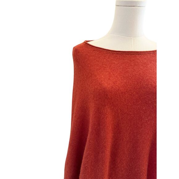 Rachel & Zoe 2 Ply 100% Cashmere OS Cape Shawl Wrap Terra Cotta Soft Warm Class - Picture 7 of 8